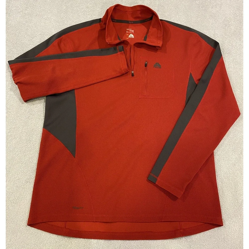 Nike‎ ACG FitDry  1/4 Zip  Pullover Top Womens Large Red Long Sleeve **Stains